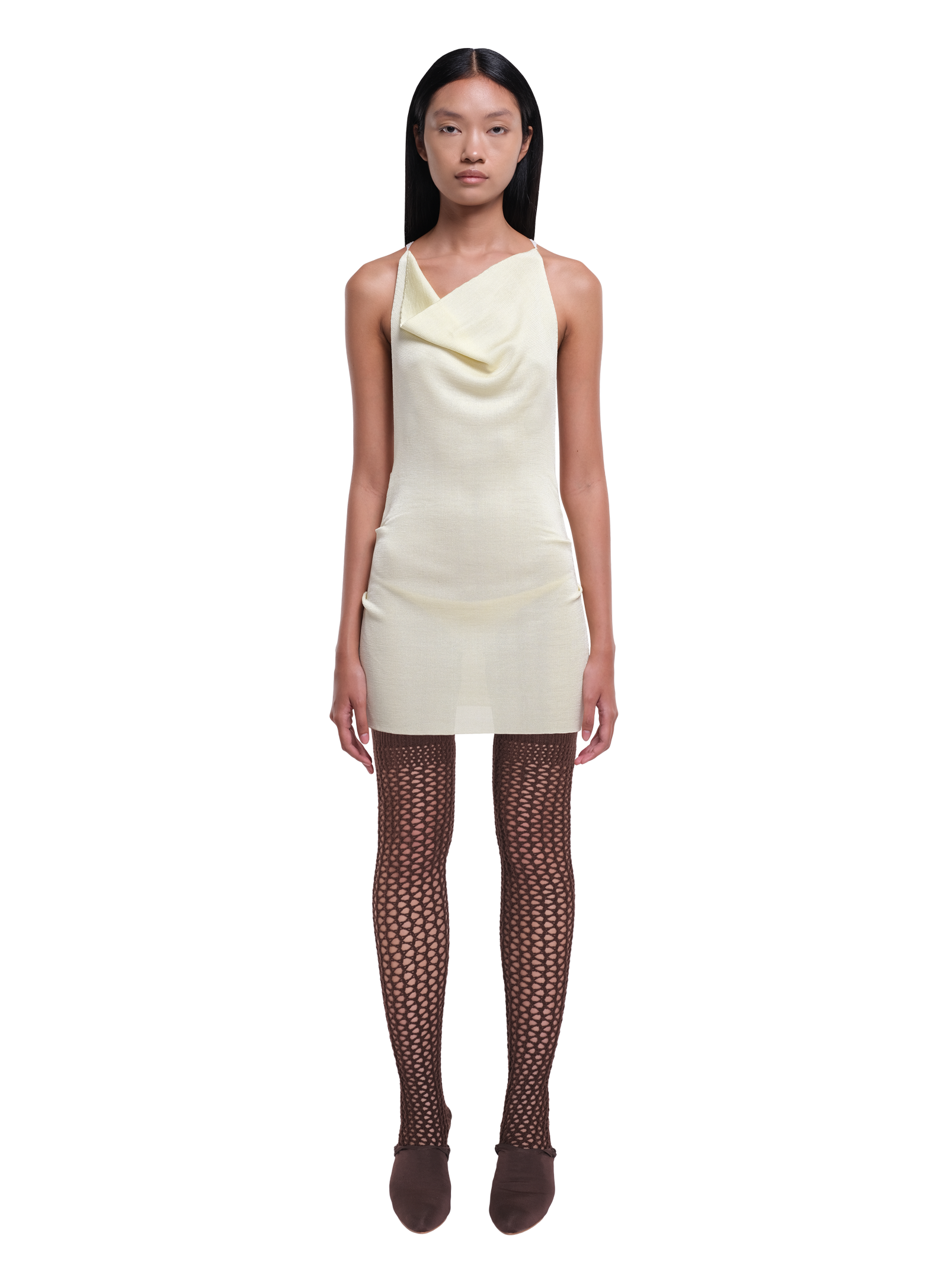 Cowl Neck Mini Dress Ivory