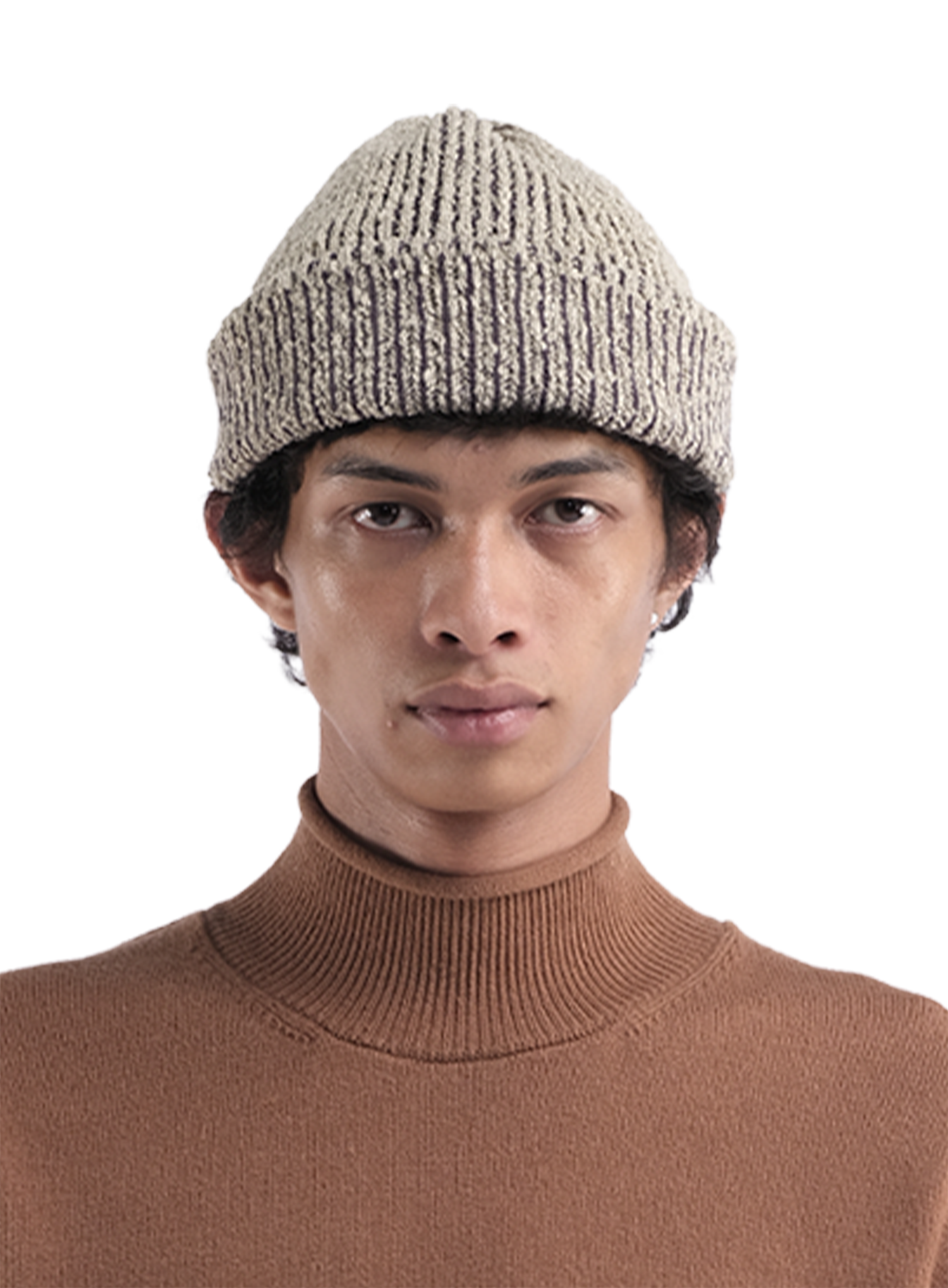 Line Knit Beanie Latte 4