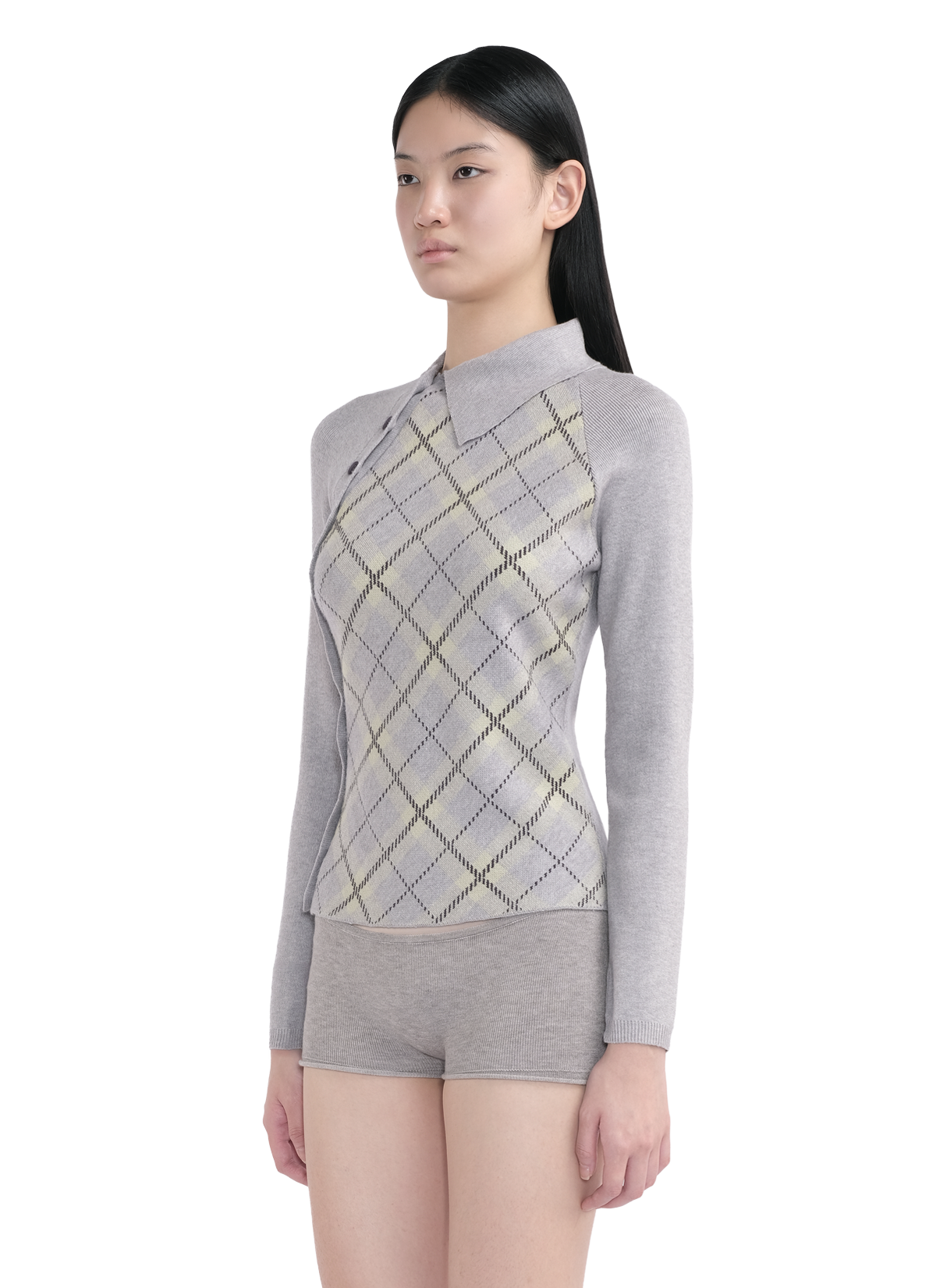 Tartan Asymmetric Top Grey 2