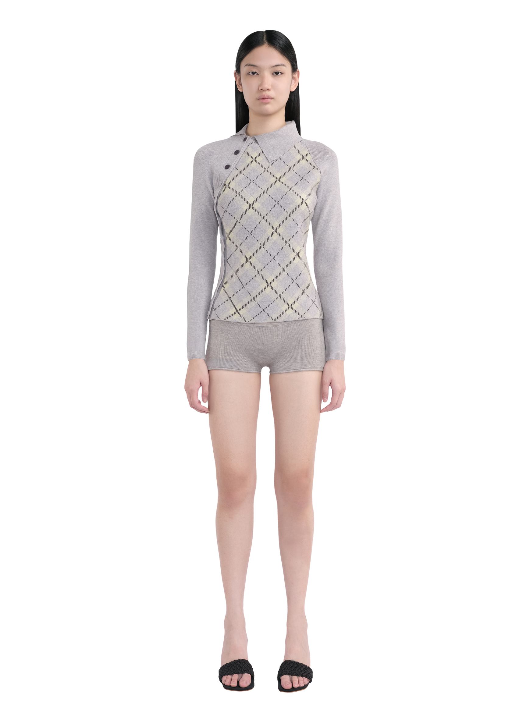 Tartan Asymmetric Top Grey 4