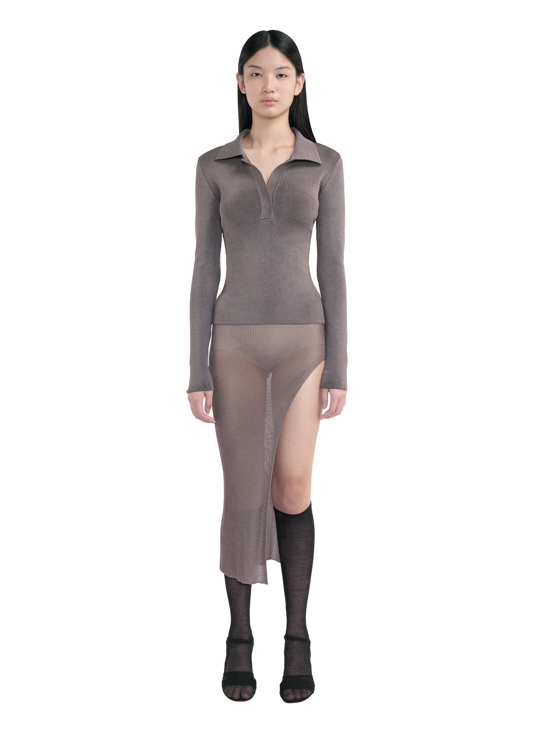Metallic Polo Top Slate 4