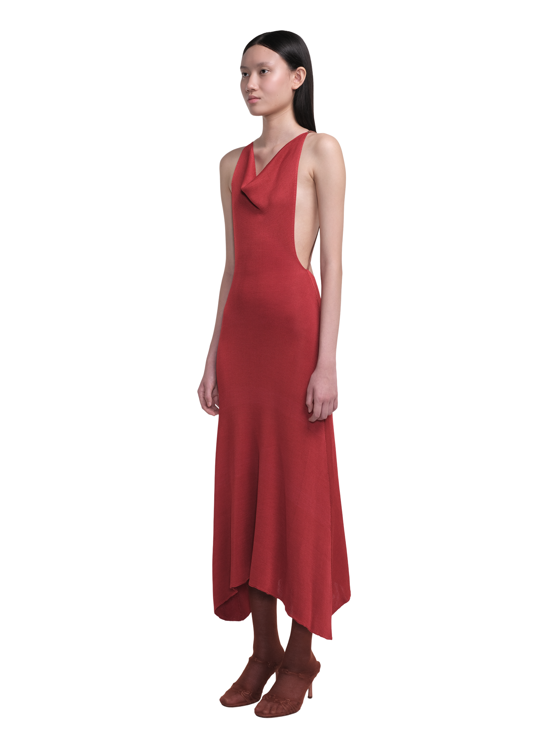 Cowl Neck Long Dress Silver 2