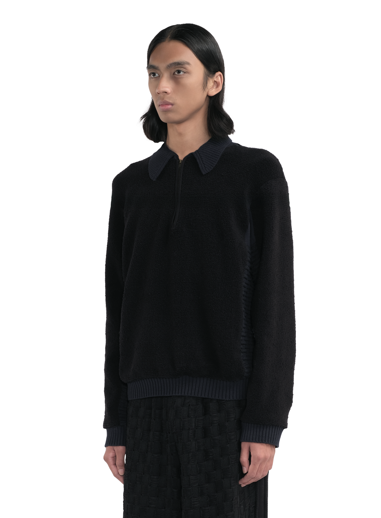 Relaxed Zip-Up Polo Sweater  2
