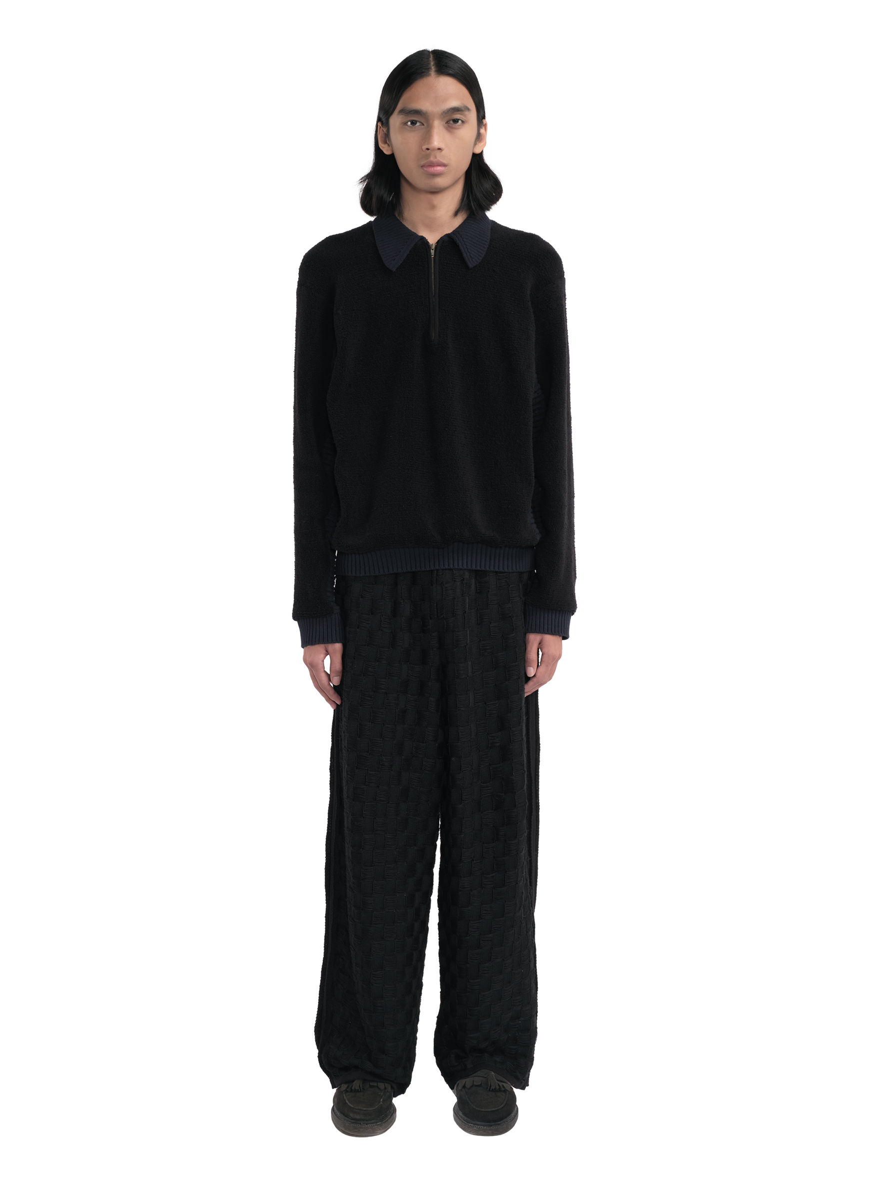 Relaxed Zip-Up Polo Sweater  4