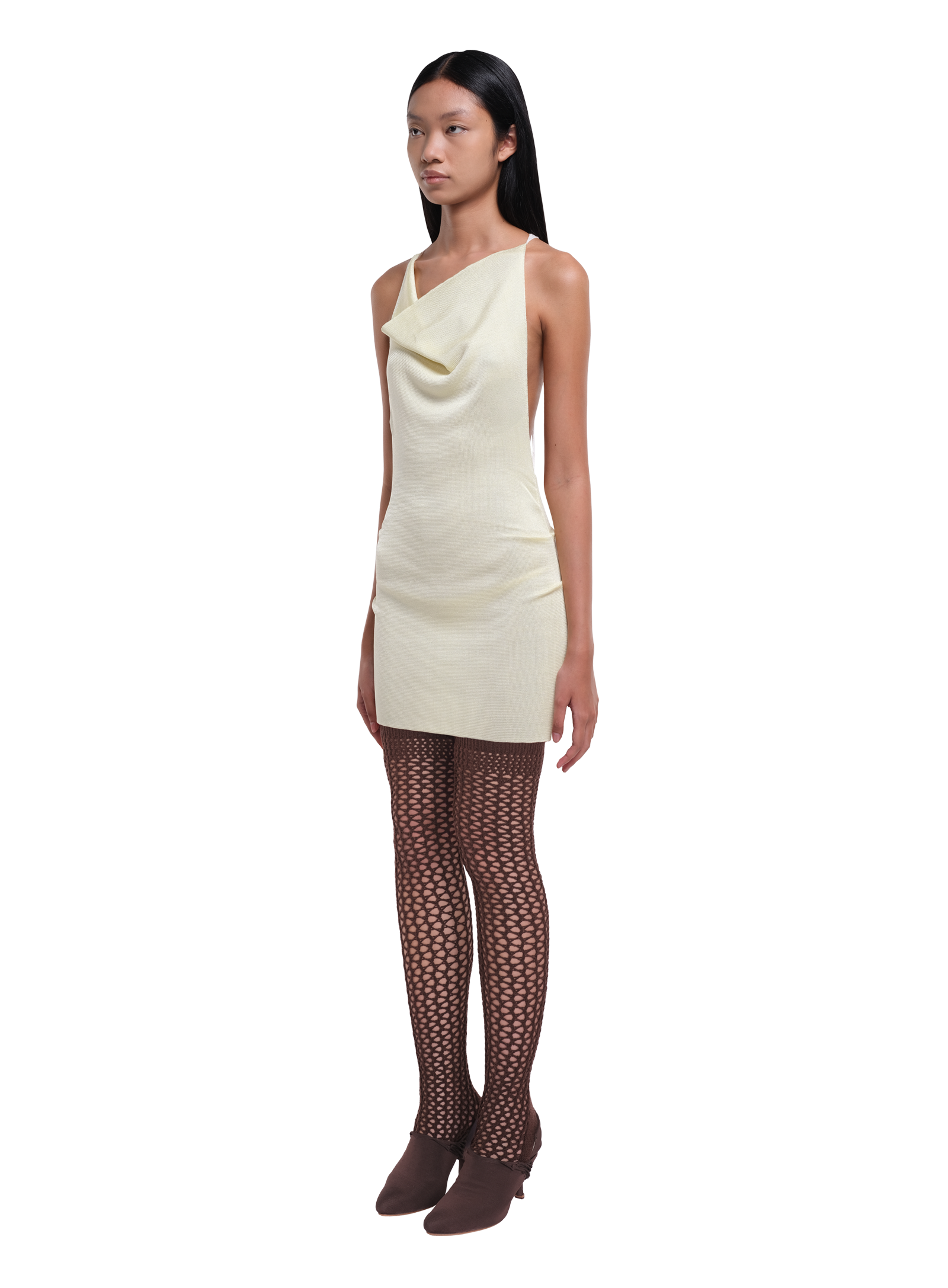 Cowl Neck Mini Dress Ivory 2