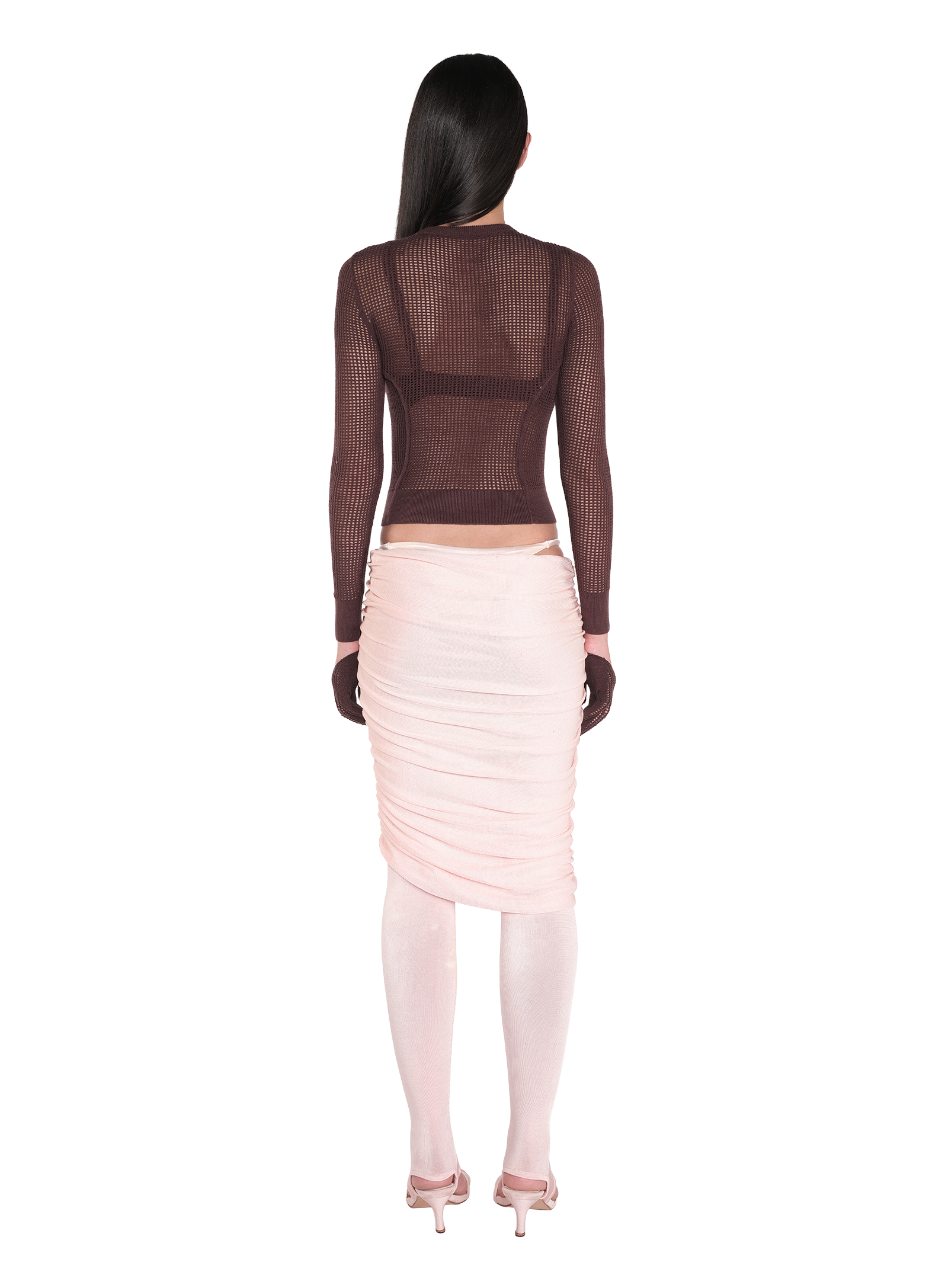 Asymmetrical Drape Skirt Blush 3