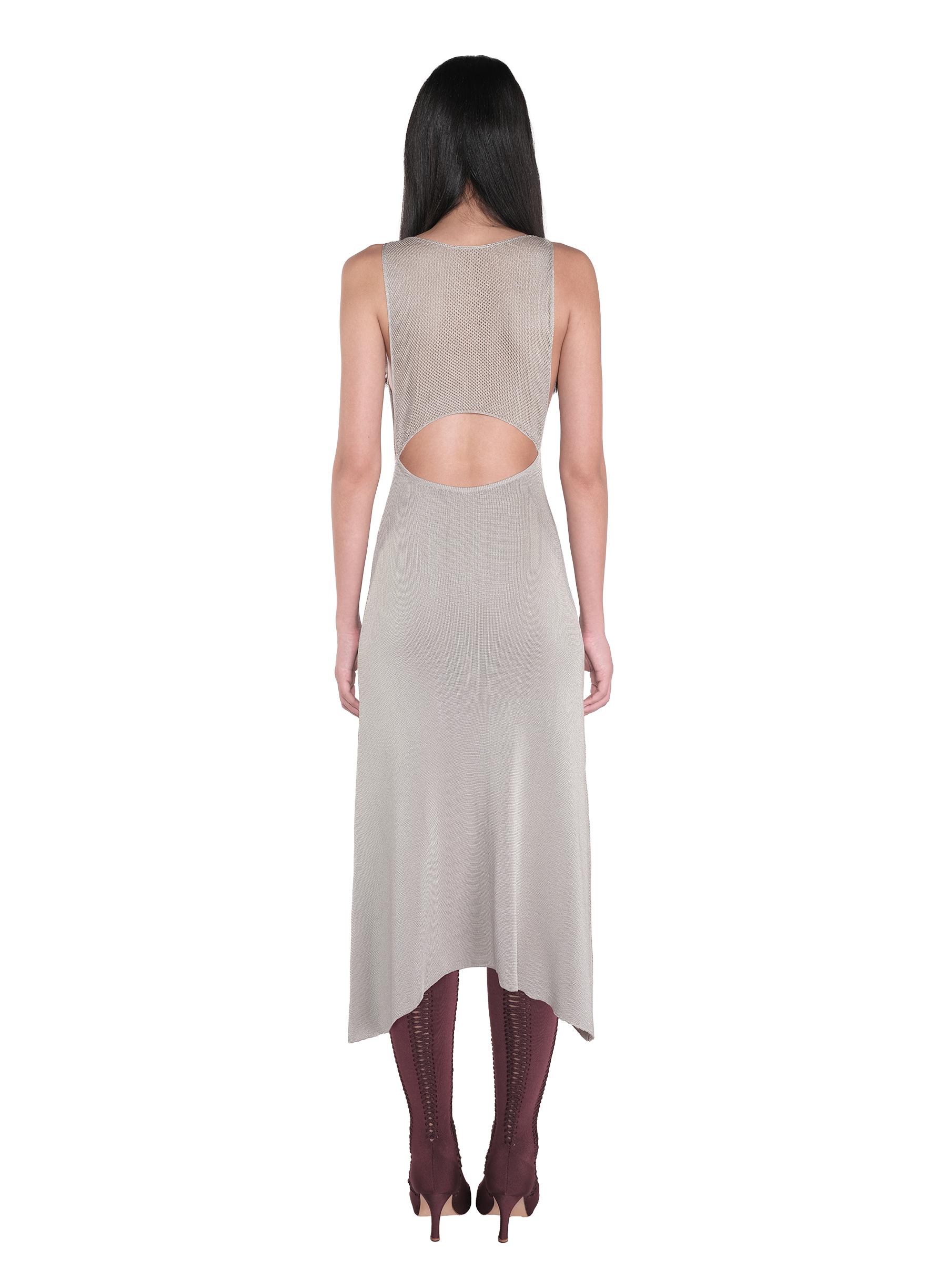 Cowl Neck Long Dress Silver 3