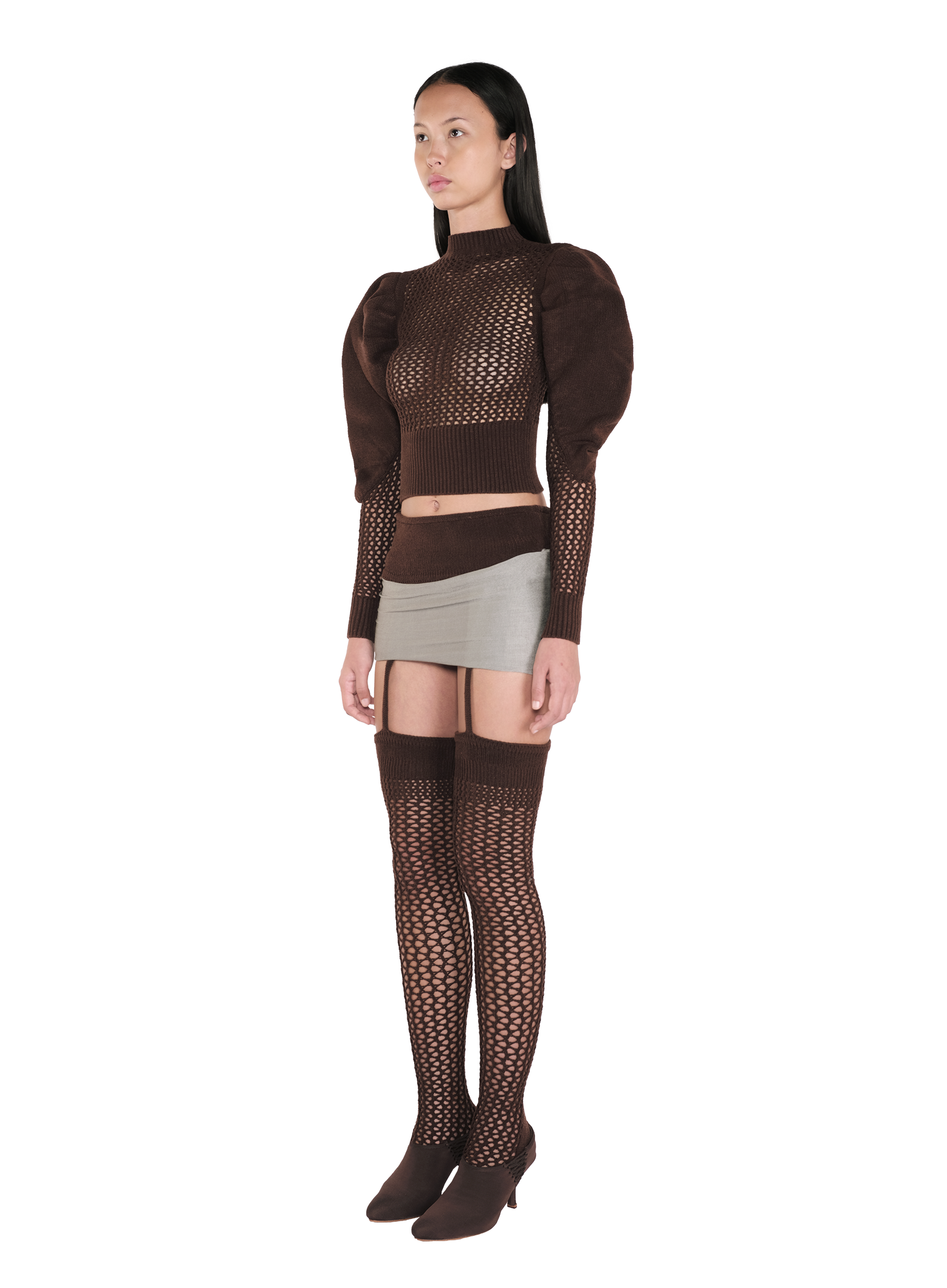 Asymmetrical Mini Skirt Slate 2