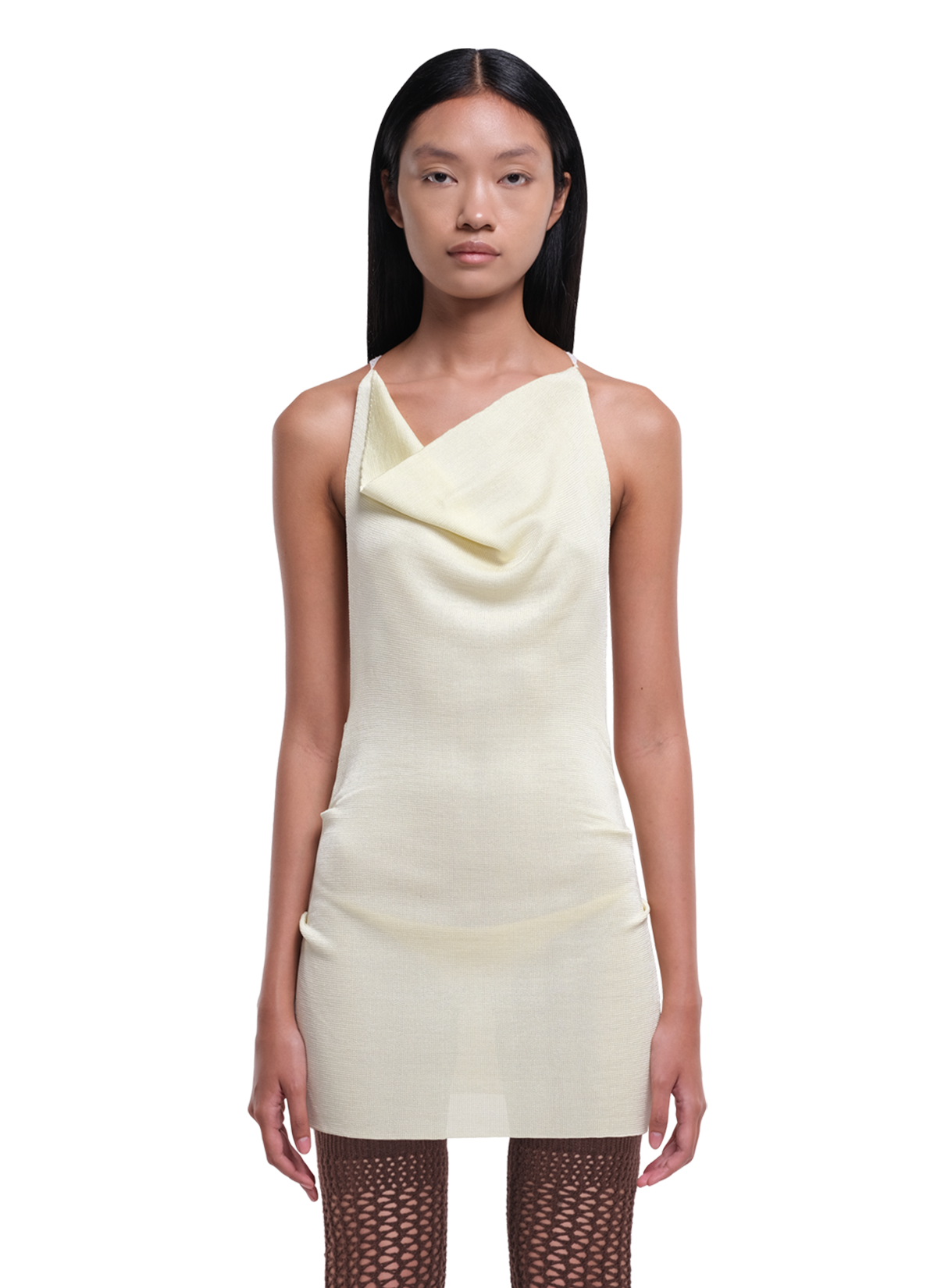 Cowl Neck Mini Dress Ivory 4