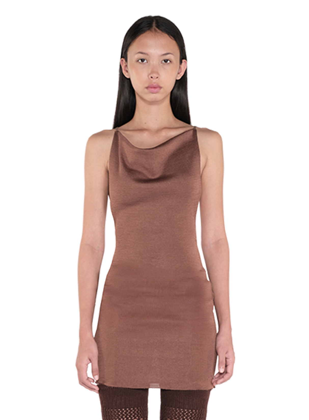 Cowl Neck Mini Dress Ivory 4