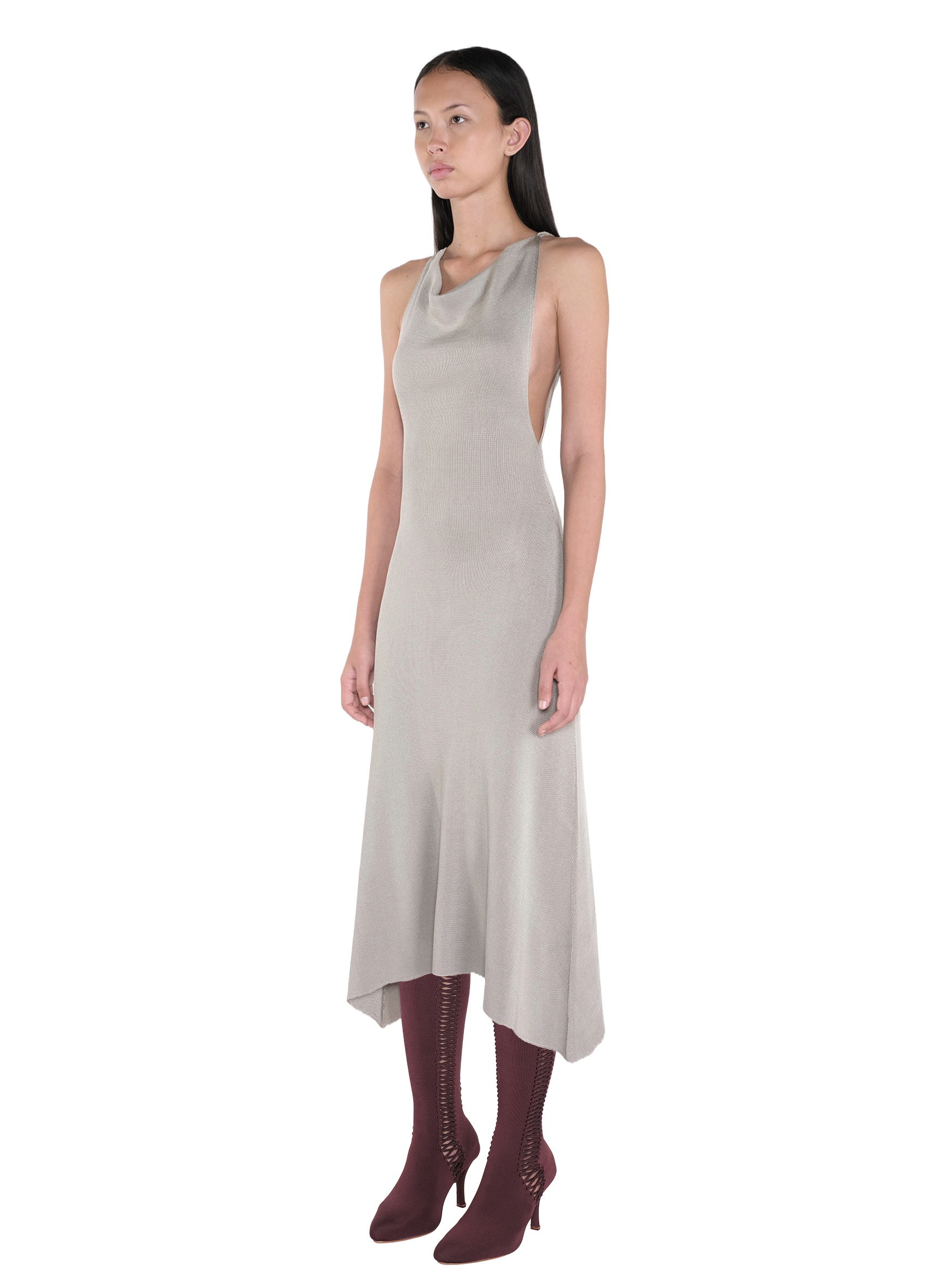 Cowl Neck Long Dress Silver 2