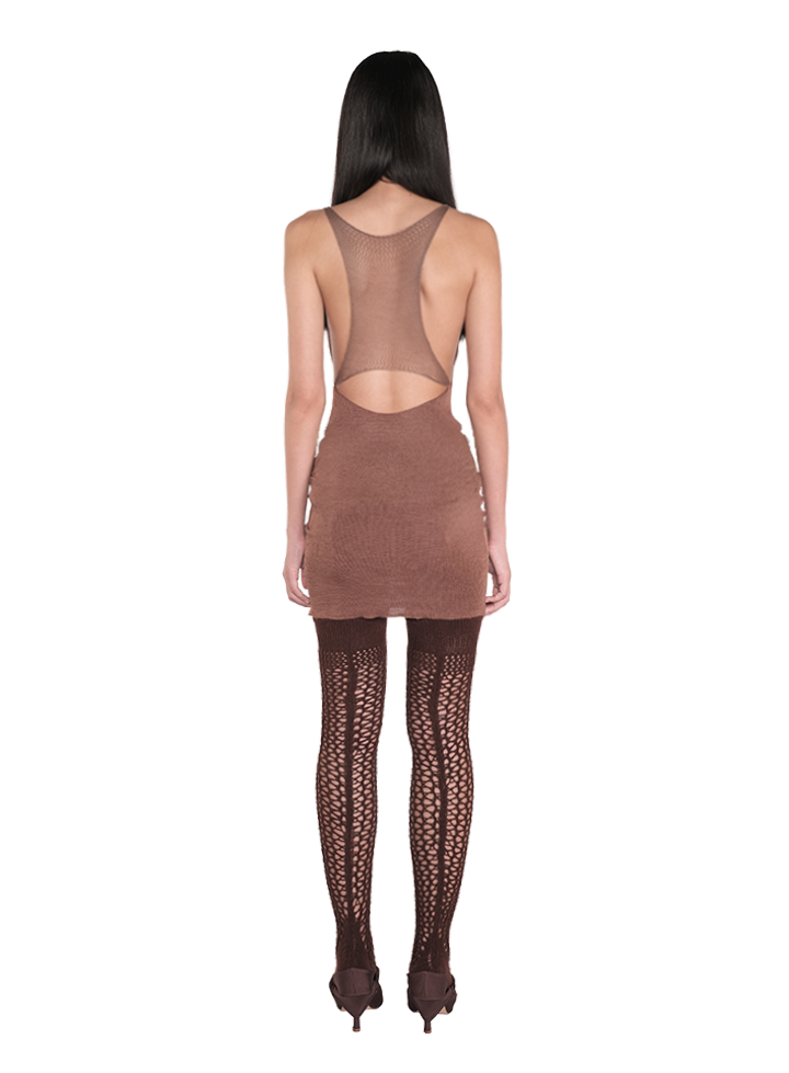 Cowl Neck Mini Dress Ivory 3