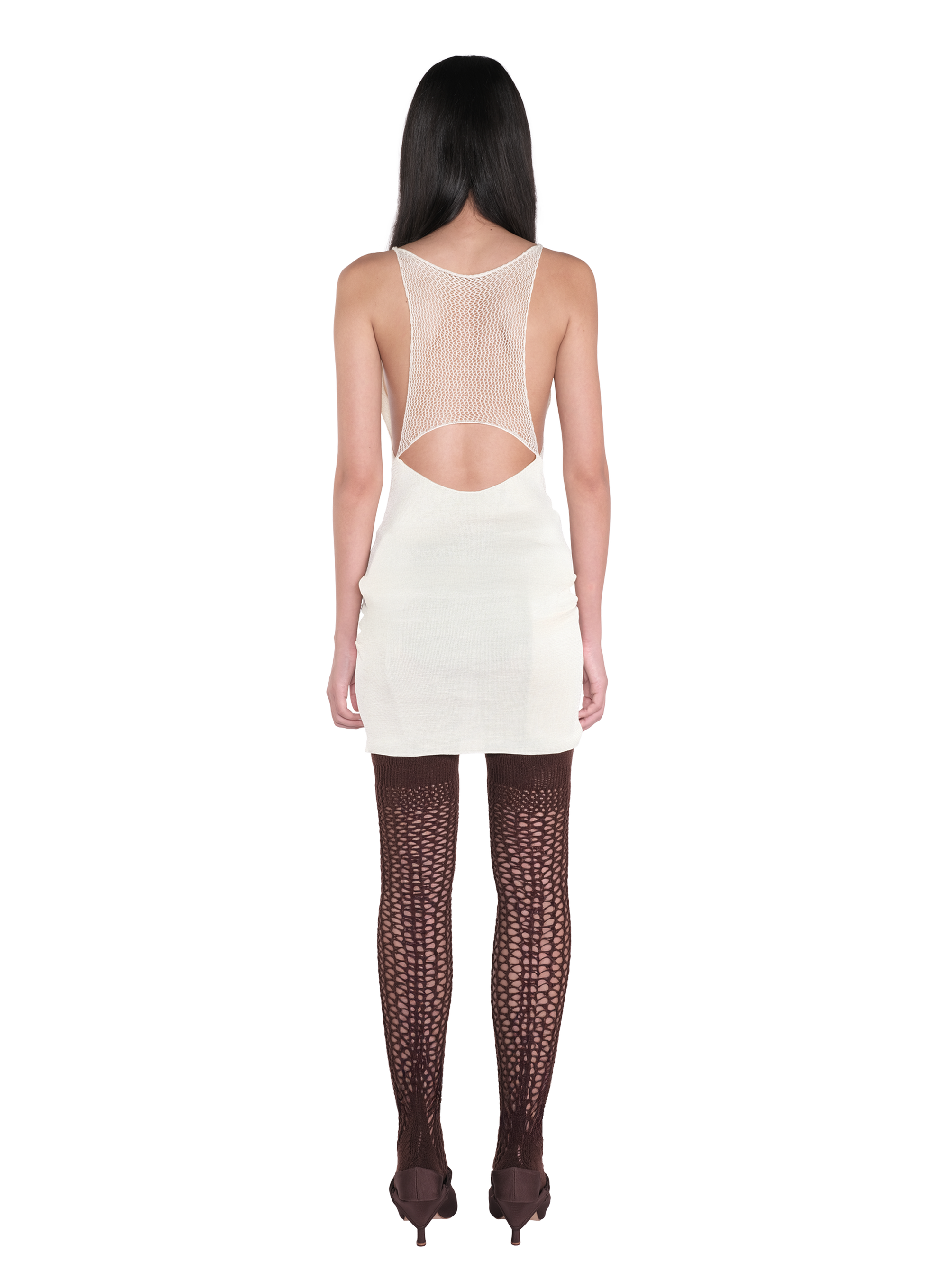 Cowl Neck Mini Dress Ivory 3