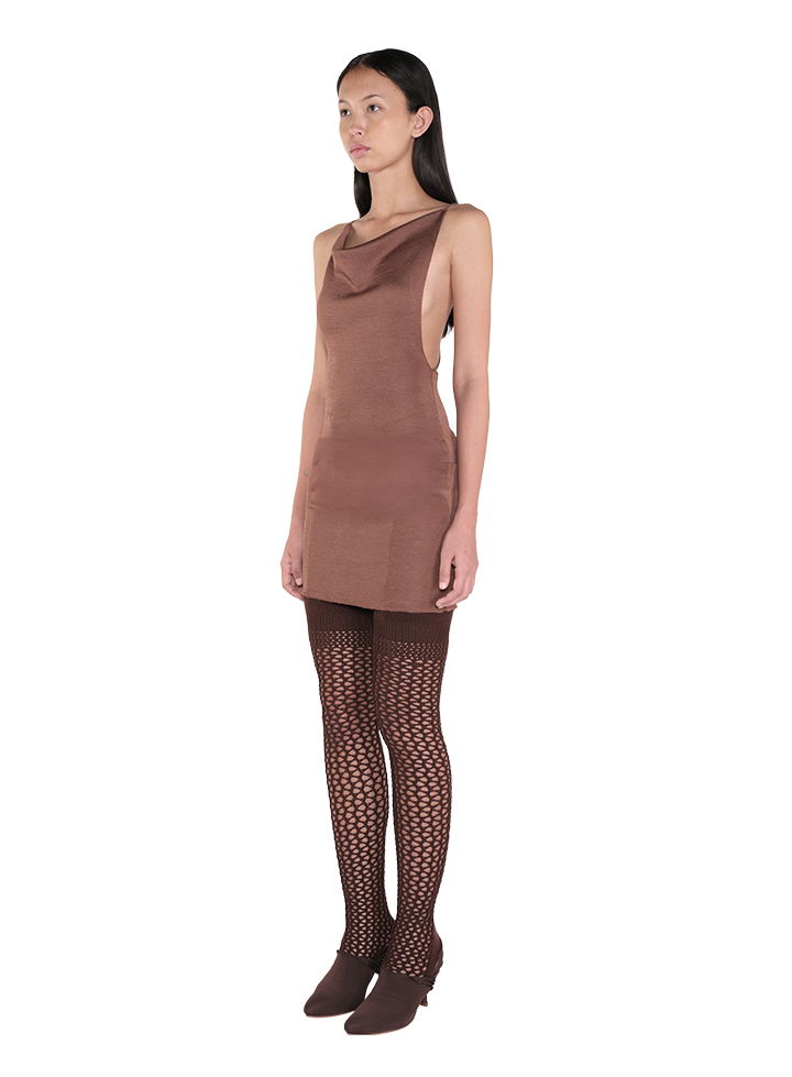 Cowl Neck Mini Dress Ivory 2
