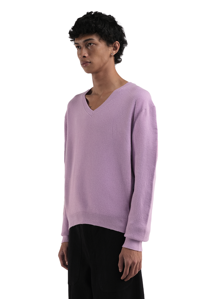 Quiet V-Neck Sweater Pink 2